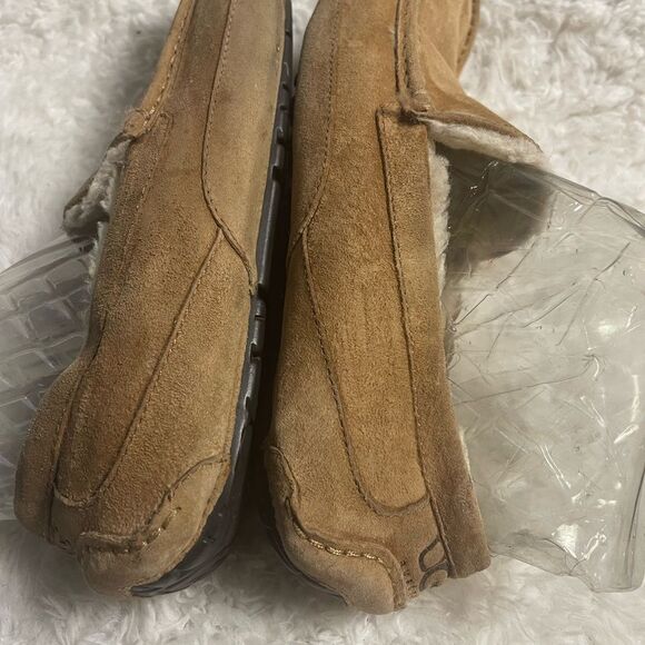 UGG ASCOT 5775 MEN’S CHESTNUT SUEDE sheepskin lining SLIPPERS SIZE 12 - Picture 6 of 10